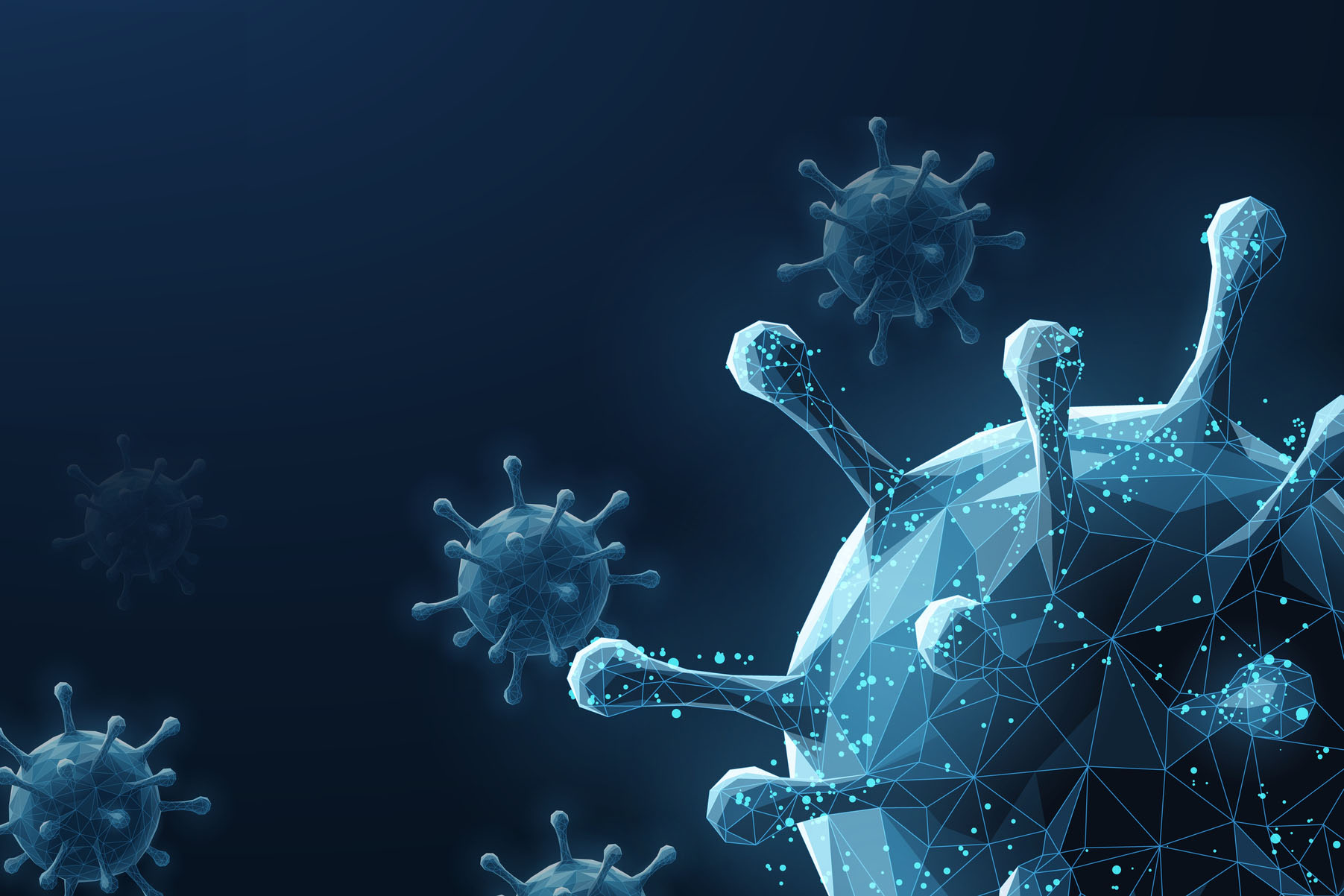 Illustration de virus sur fond bleu foncé