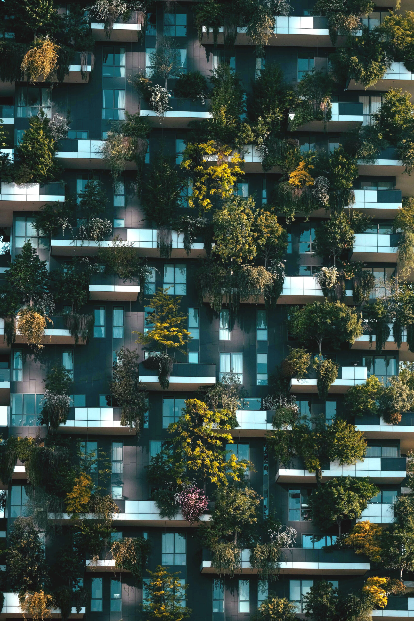 Façades d'un immeuble d'habitation avec des balcons végétalisés