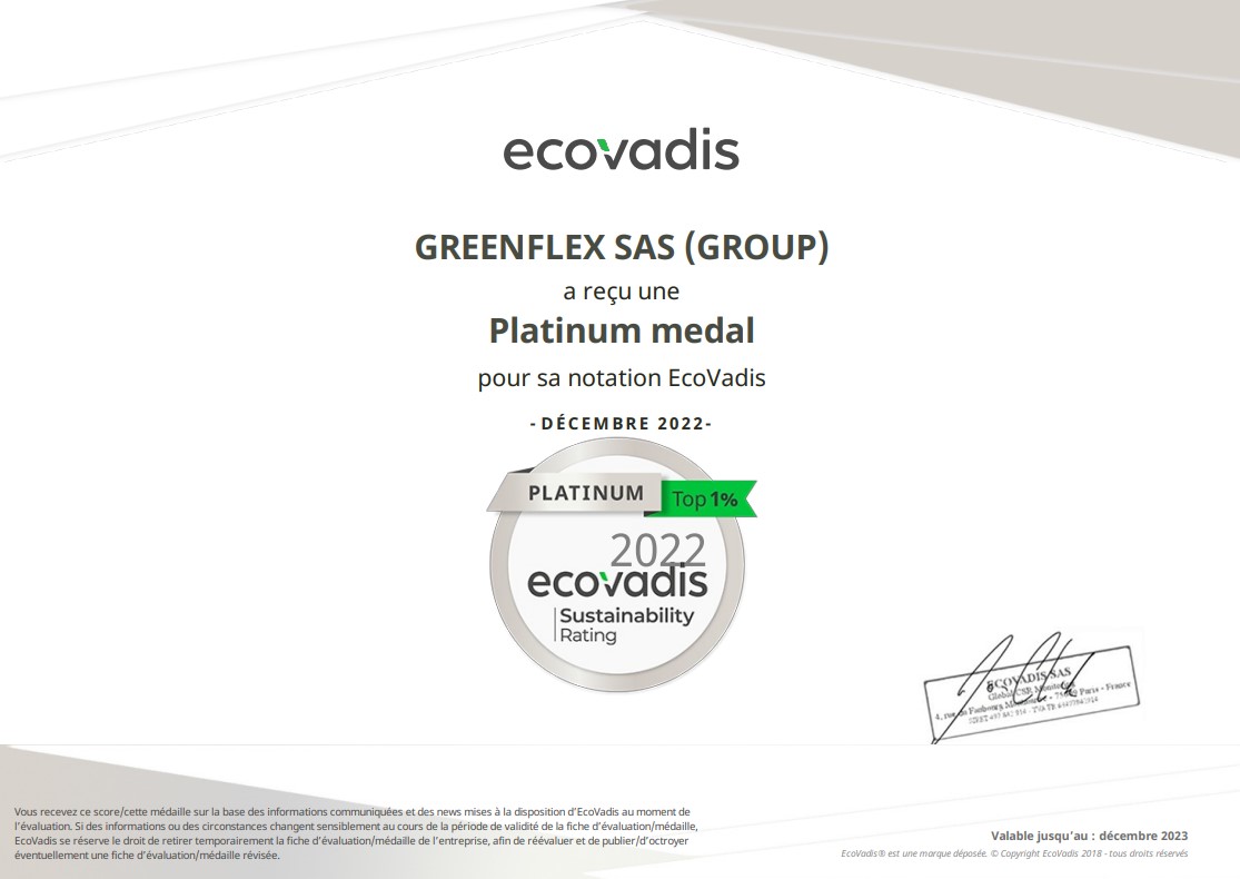 Certificat EcoVadis GreenFlex