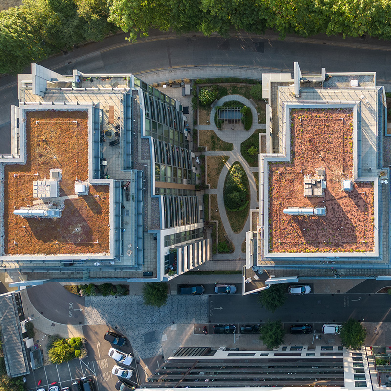 Vue aérienne d'immeubles résidentiels